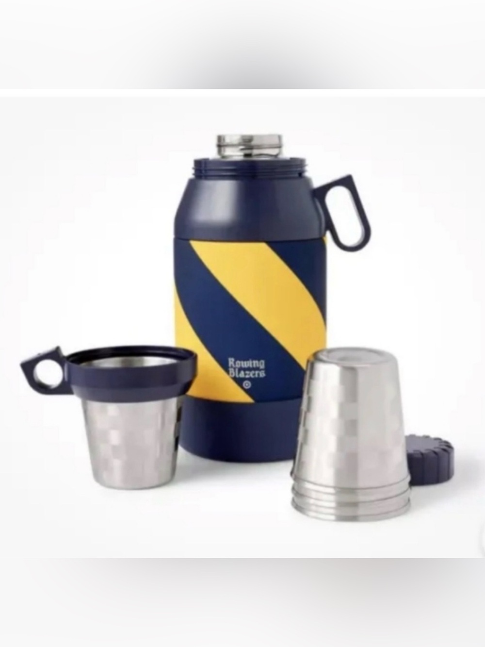 Rowing Blazers 64oz Rugby stripe Insulated growler with Stainless Cups